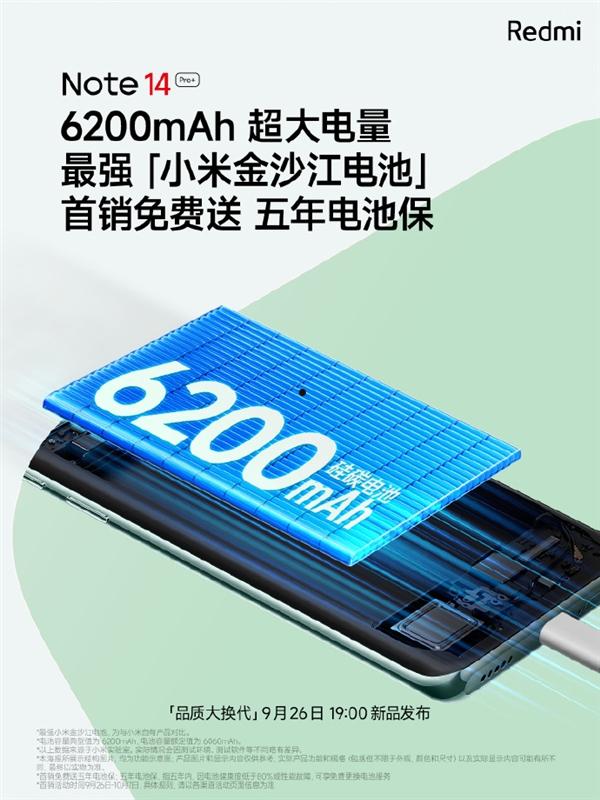 14 Ultra旗舰同款！Redmi Note Pro+搭载小米金沙江电池：首销送五年电池保  第2张