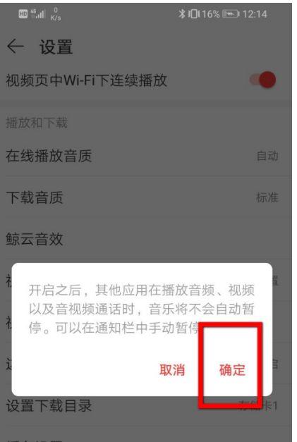 怎么开启网易云音乐与其他应用同时播放 开启网易云音乐与其他应用同时播放方法【详解】  第5张