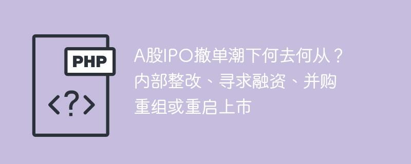 A股IPO撤单潮下何去何从？内部整改、寻求融资、并购重组或重启上市