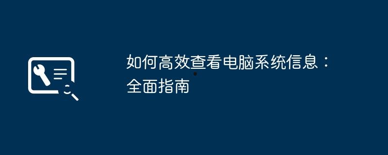 如何高效查看电脑系统信息：全面指南