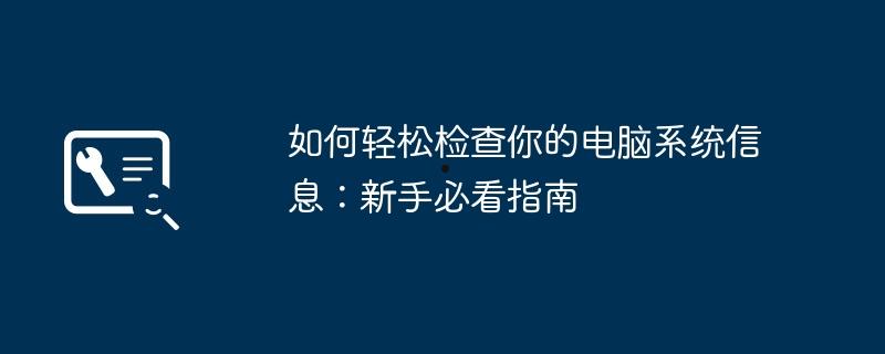 如何轻松检查你的电脑系统信息：新手必看指南